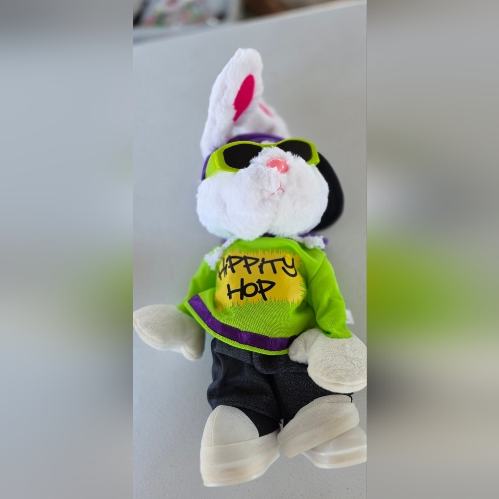Hippity Hop Plush Toy with Green Shirt and Sunglasses - Picture 3 of 4